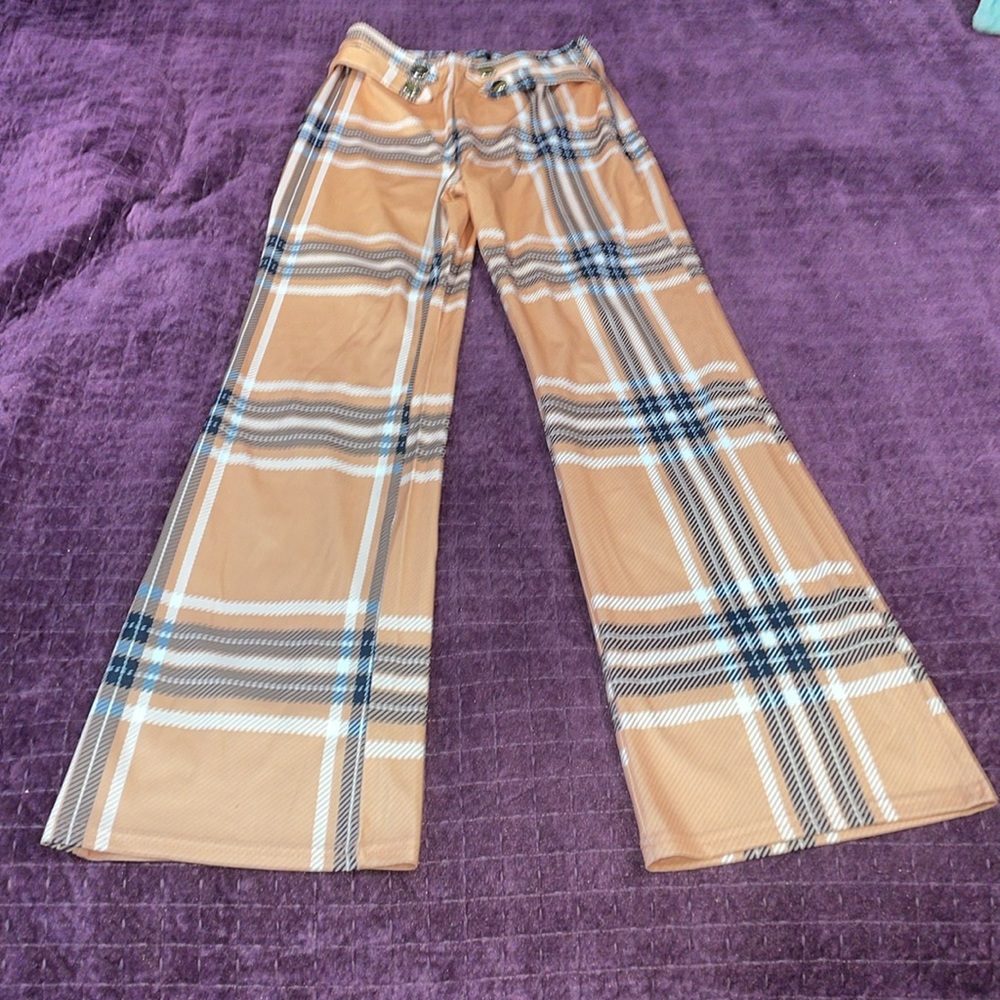 ChicMe dress pants checkered pattern very stylish 70s retro look NWOT size Small